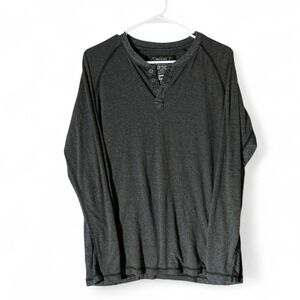 Broken Threads Mens‎ Charcoal Grey Long Sleeve Henley Shirt Medium RN144487